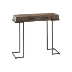 Console Bois Métal Marron 2 Tiroirs