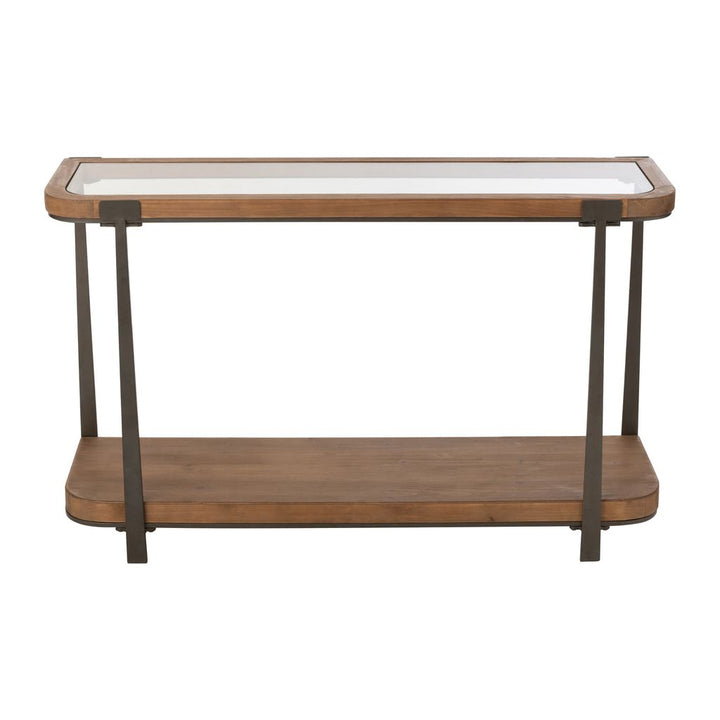 Console Bois Verre Noir Naturel - Designix