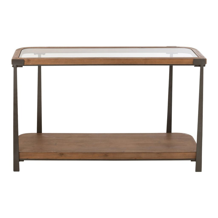 Console Bois Verre Noir Naturel - Designix