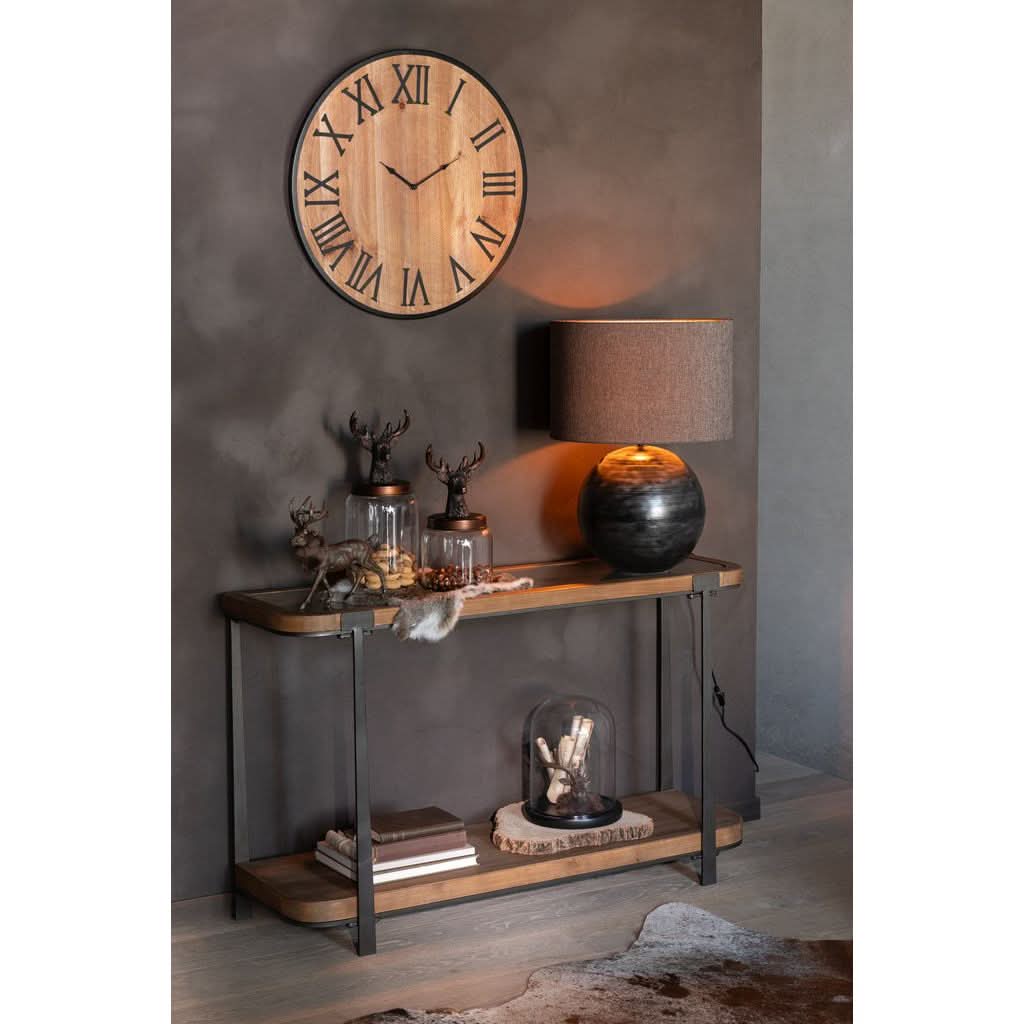 Console Bois Verre Noir Naturel