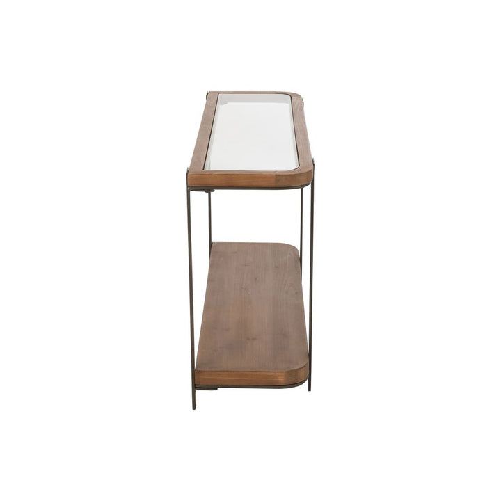 Console Bois Verre Noir Naturel - Designix