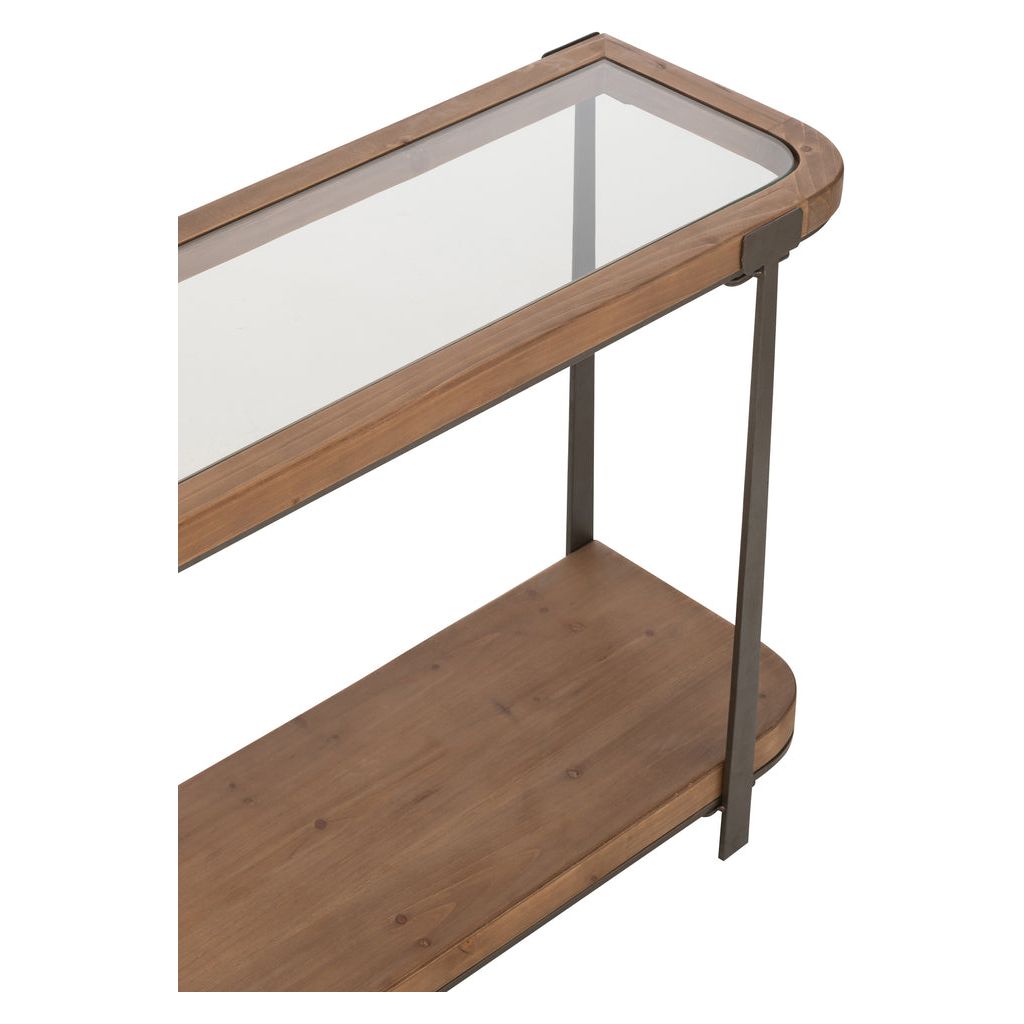 Console Bois Verre Noir Naturel - Designix
