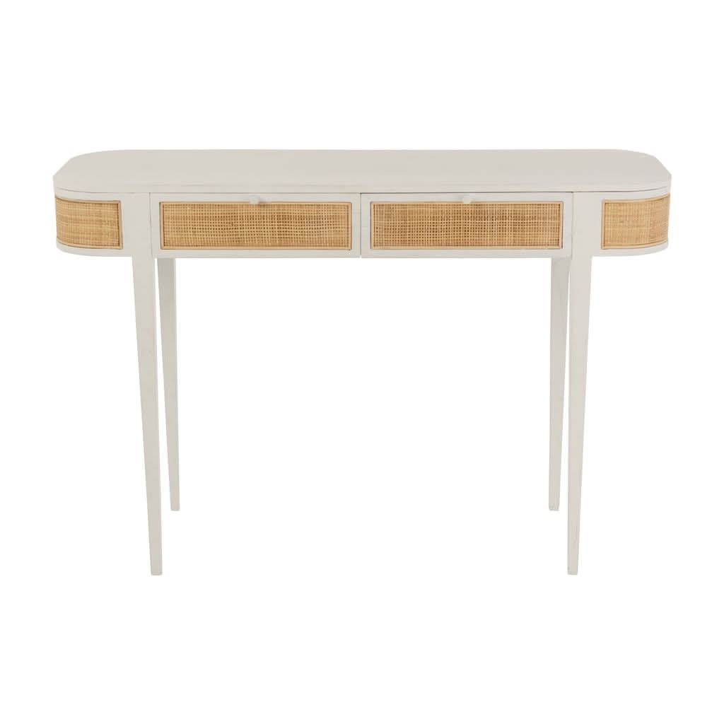 Console Design Bois Exotique Rotin