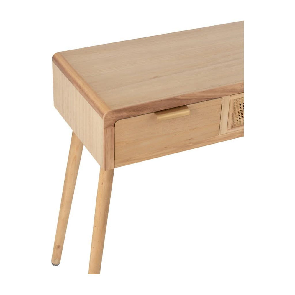 Console En Bois Et Rotin Naturel - Designix