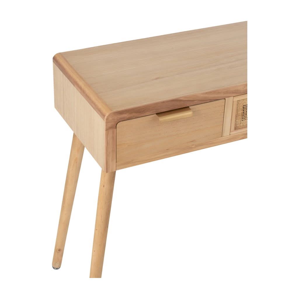 Console En Bois Et Rotin Naturel - Designix