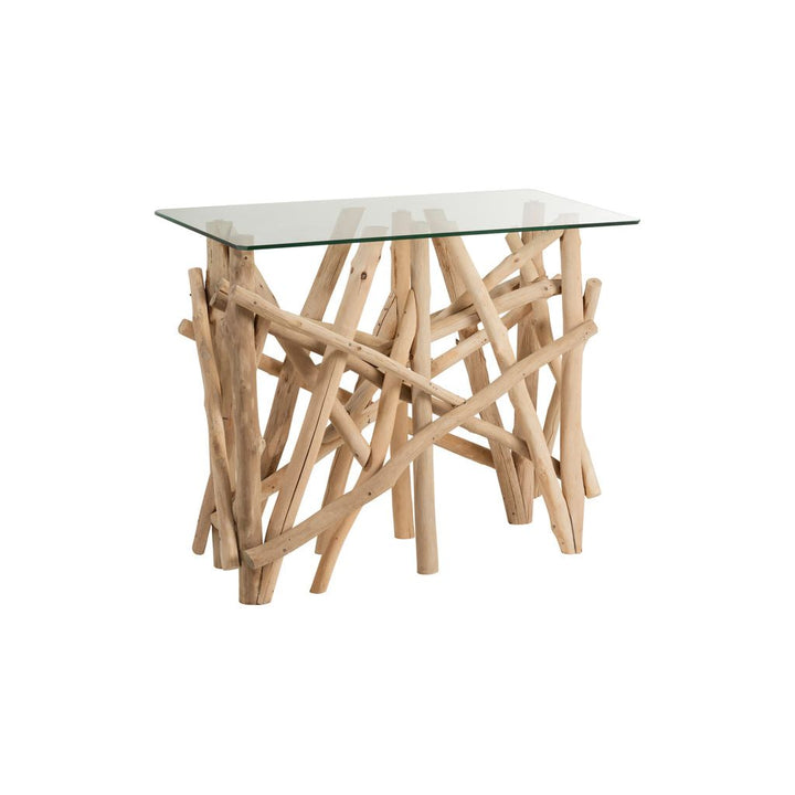 Console en Bois et Verre Naturel - Designix