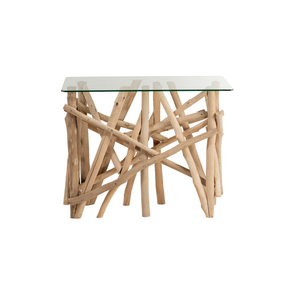 Console en Bois et Verre Naturel - Designix