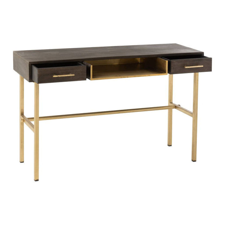 Console Janis Bois Fer Marron Or - Designix