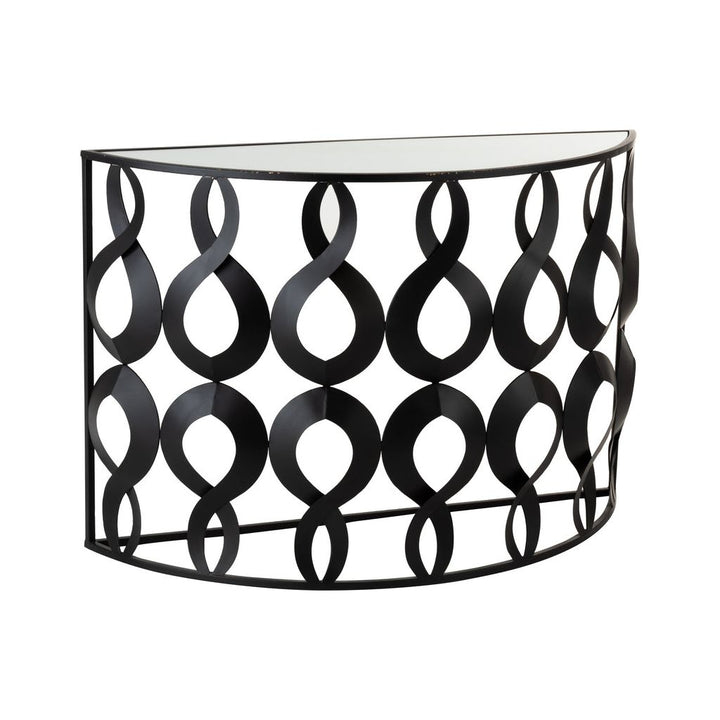 Console Marie Demi-Ronde Métal/Verre Noir | Designix -     - https://designix.fr