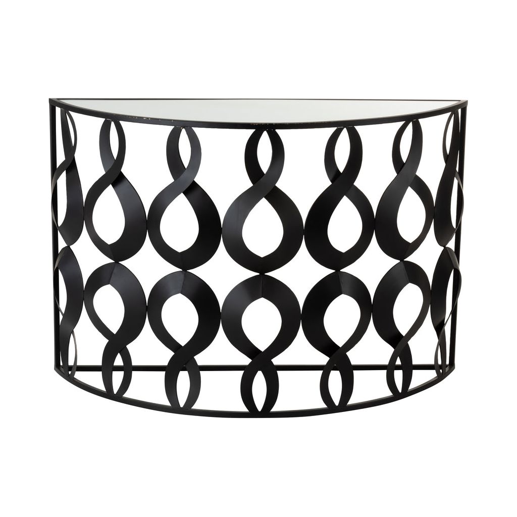 Console Marie Demi-Ronde Métal/Verre Noir | Designix -     - https://designix.fr