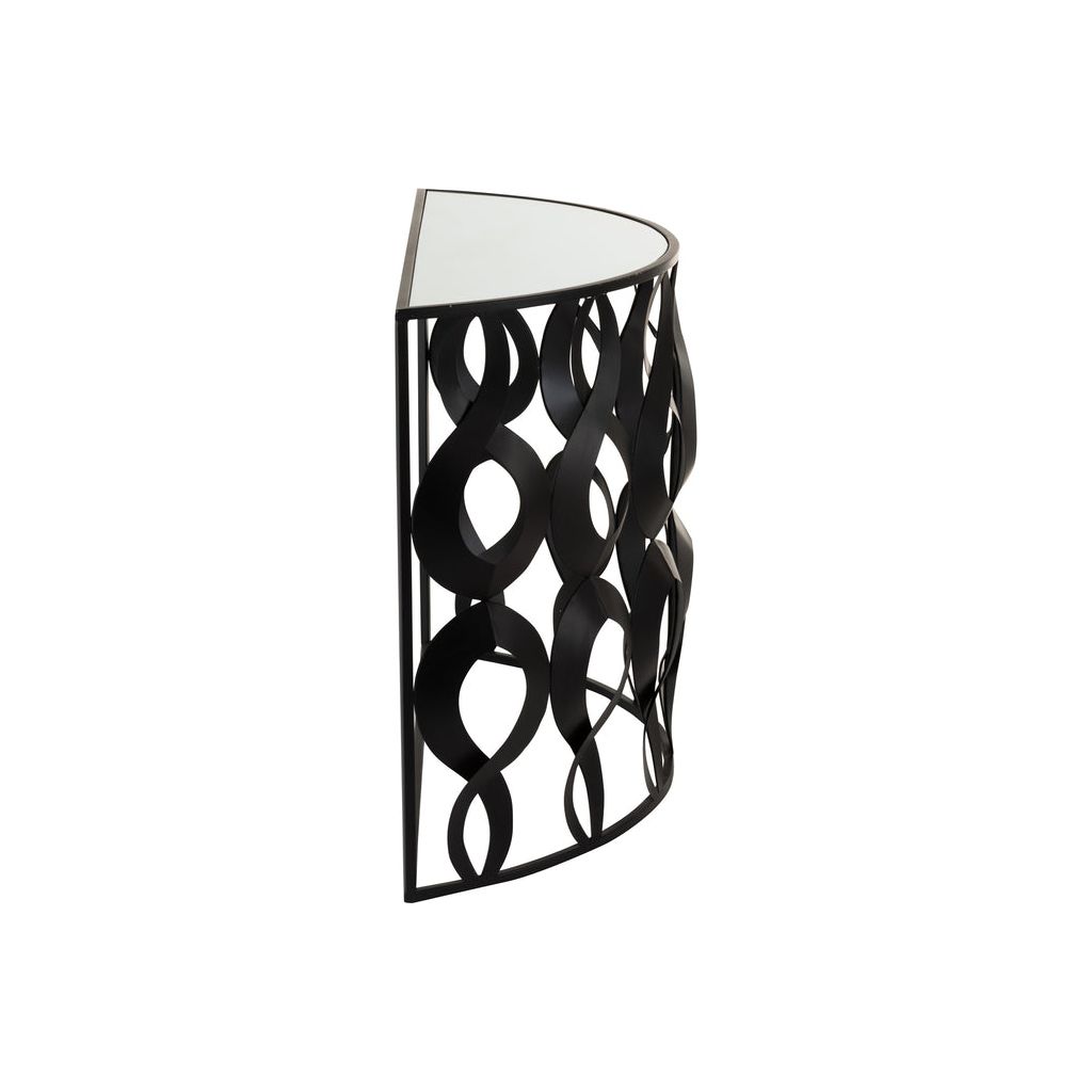 Console Marie Demi-Ronde Métal/Verre Noir | Designix -     - https://designix.fr