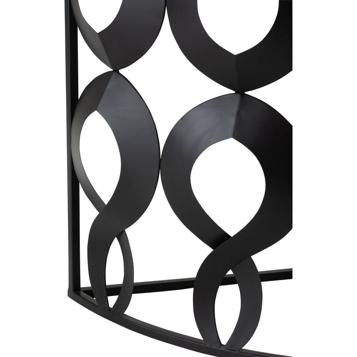 Console Marie Demi-Ronde Métal/Verre Noir | Designix -     - https://designix.fr