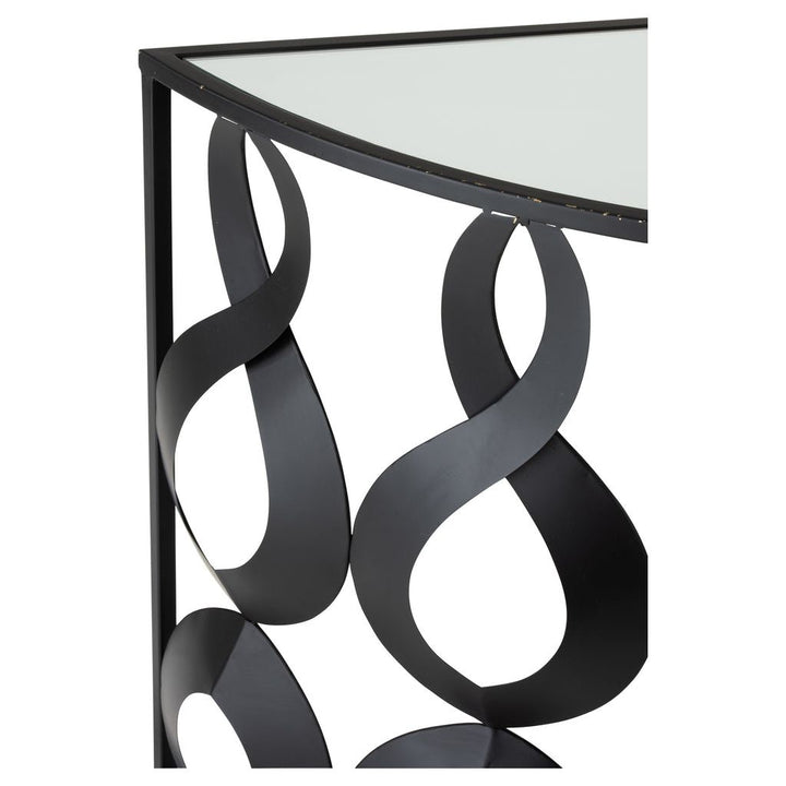 Console Marie Demi-Ronde Métal/Verre Noir | Designix -     - https://designix.fr