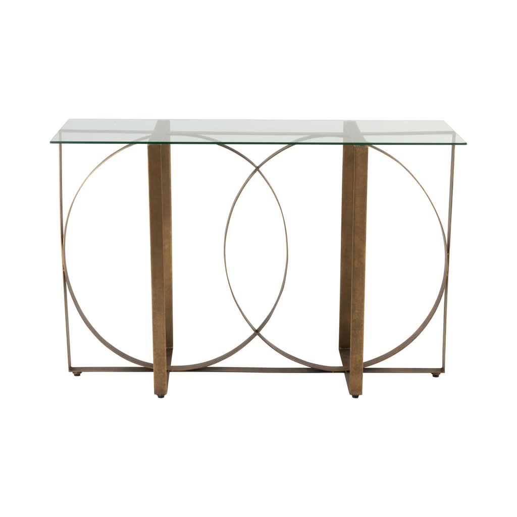 Console Métal Verre Or Vieilli