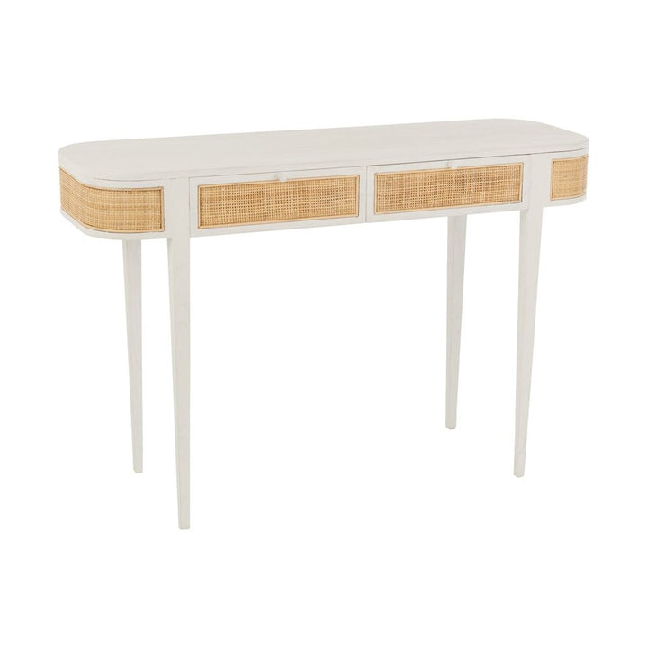 Console en bois exotique/rotin blanc | Designix -     - https://designix.fr