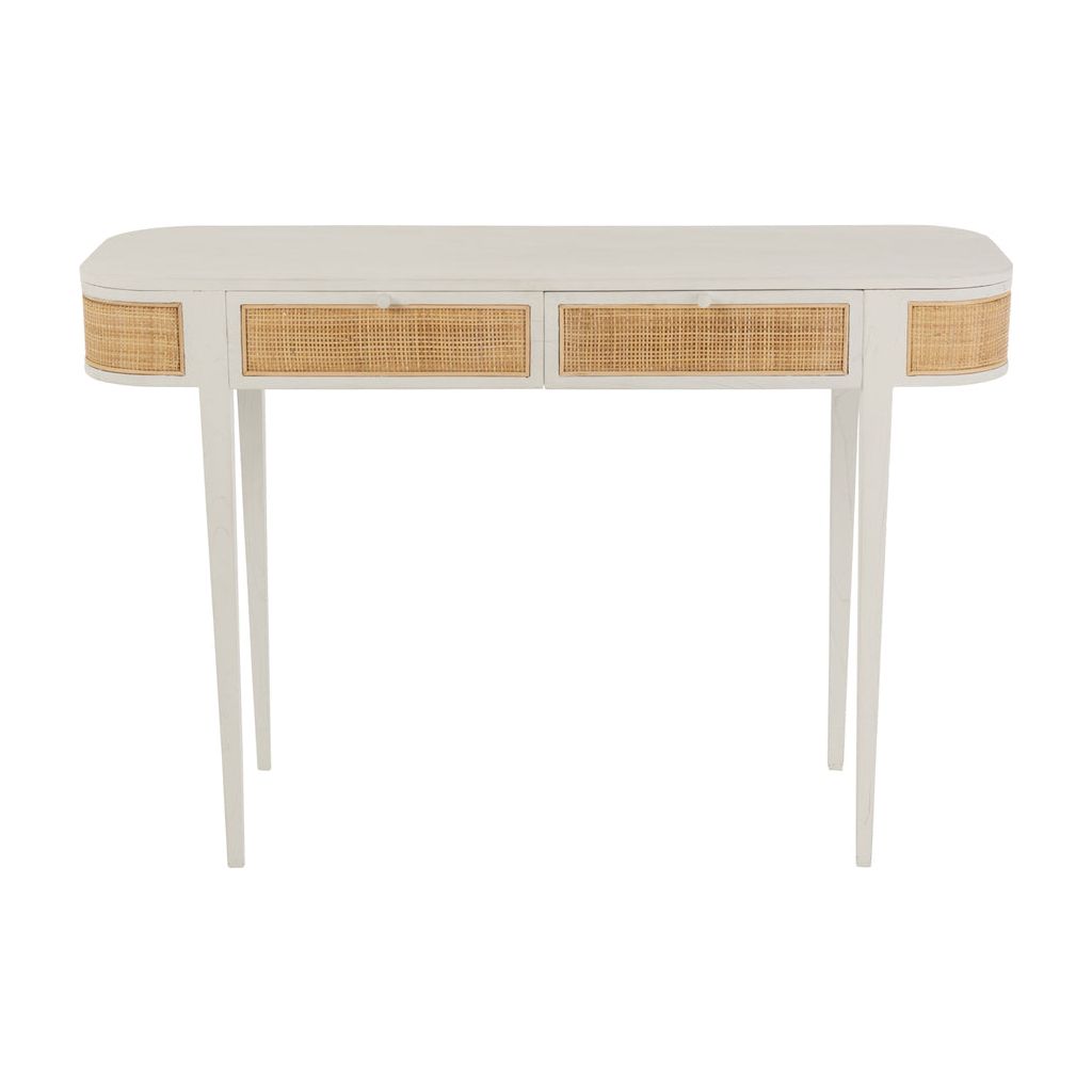 Console en bois exotique/rotin blanc | Designix -     - https://designix.fr