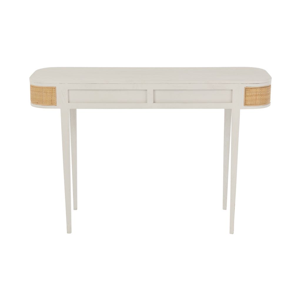 Console en bois exotique/rotin blanc | Designix -     - https://designix.fr