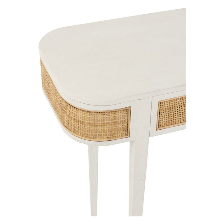 Console en bois exotique/rotin blanc | Designix -     - https://designix.fr