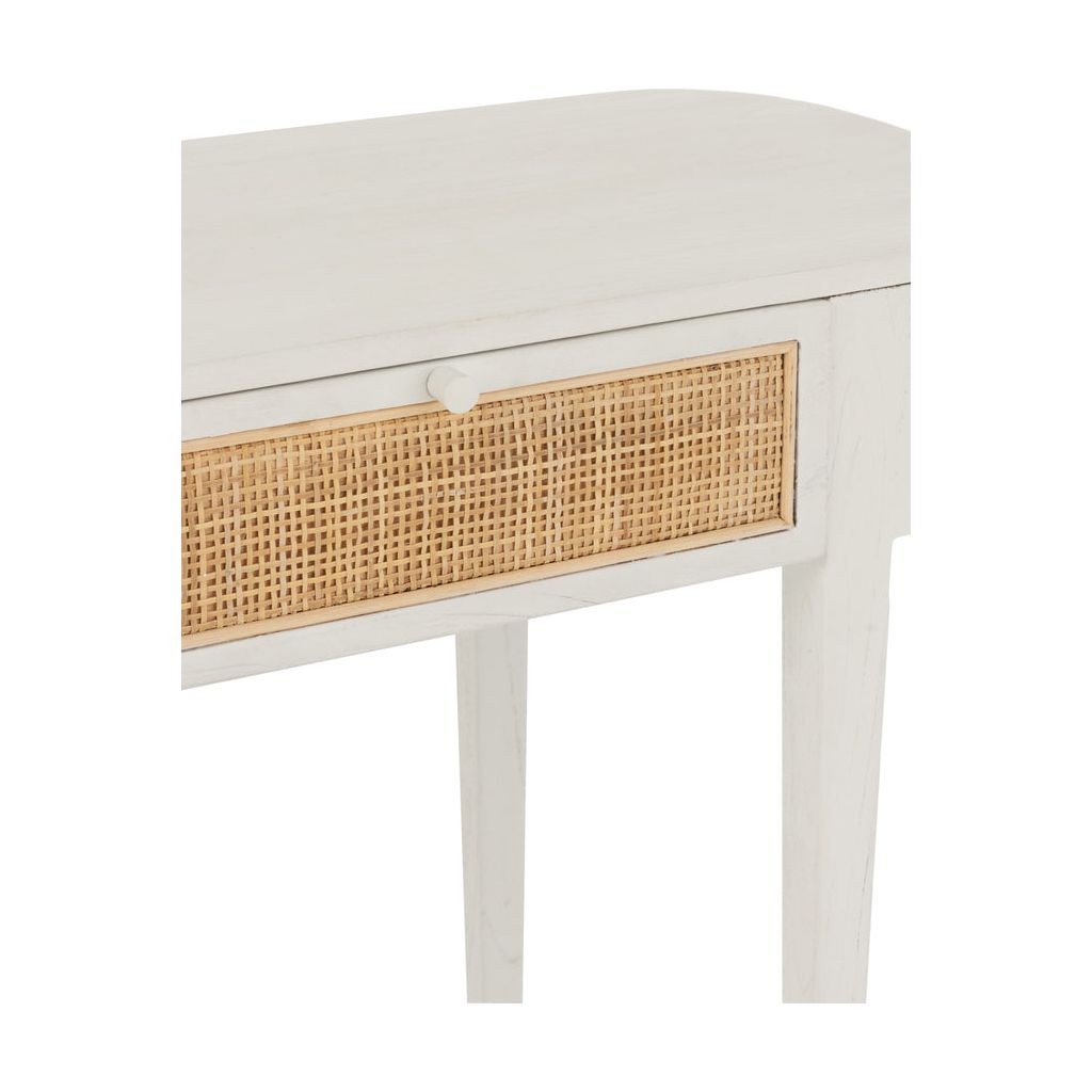 Console en bois exotique/rotin blanc | Designix -     - https://designix.fr