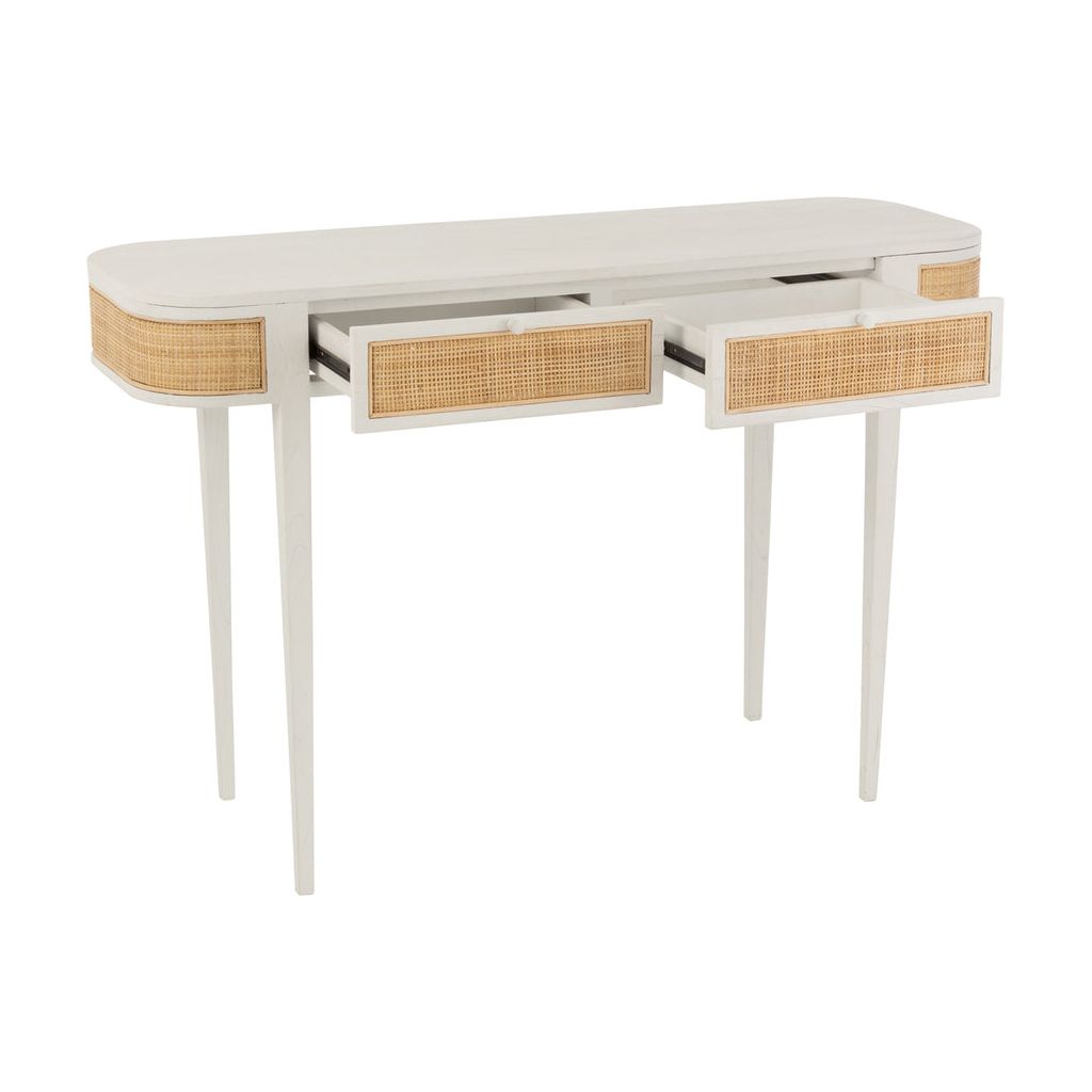 Console en bois exotique/rotin blanc | Designix -     - https://designix.fr