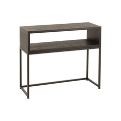 Console Noir Bois Métal Ouverte