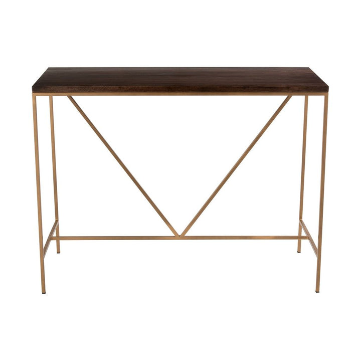 Console Rafi en fer/bois de manguier doré/marron foncé | Designix -     - https://designix.fr