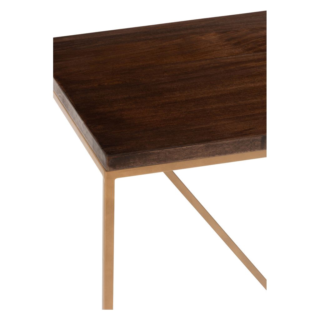 Console Rafi en fer/bois de manguier doré/marron foncé | Designix -     - https://designix.fr