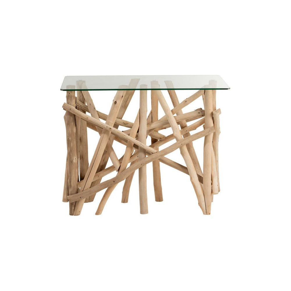 Console Rectangle Branch Bois/Verre Naturel | Designix -     - https://designix.fr