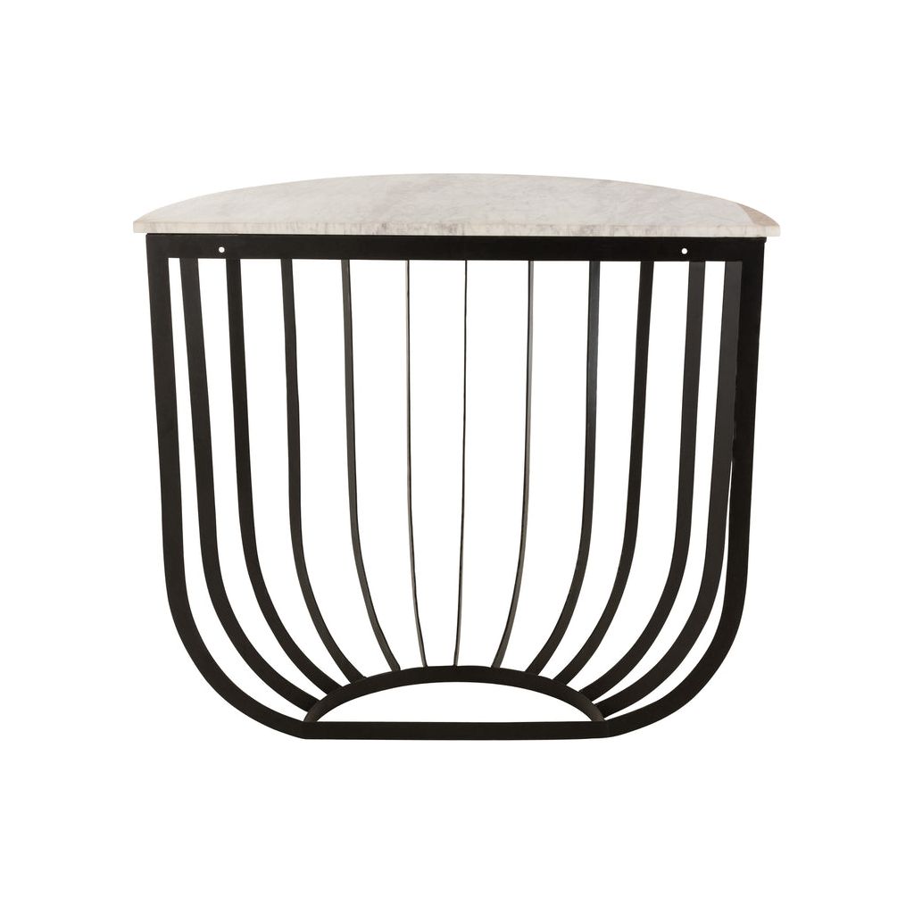 Console demi-circulaire en marbre/fer blanc/noir | Designix -     - https://designix.fr