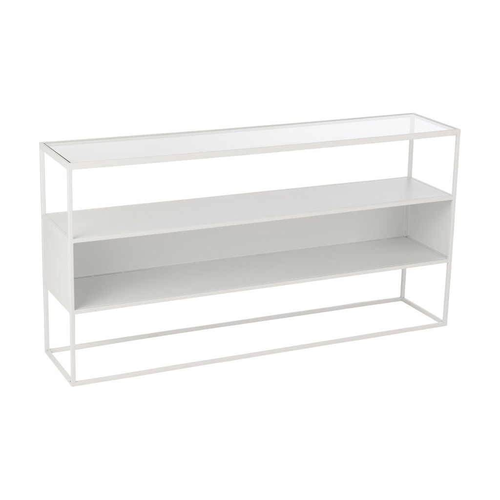 Console Carrée Métal/Verre Blanc | Designix -     - https://designix.fr