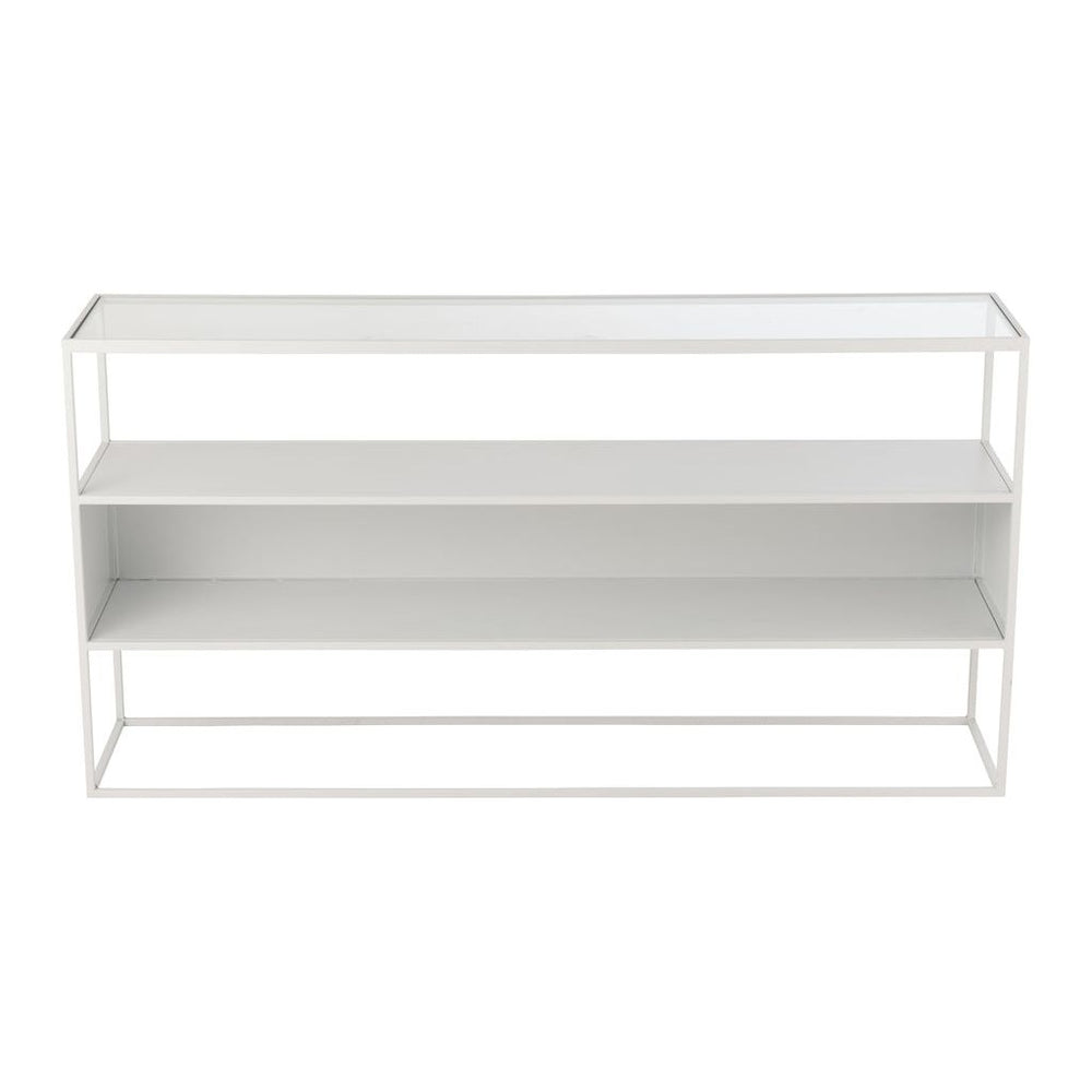 Console Carrée Métal/Verre Blanc | Designix -     - https://designix.fr