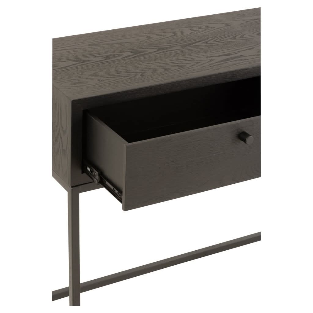 Console Tiroirs Bois Métal Noir
