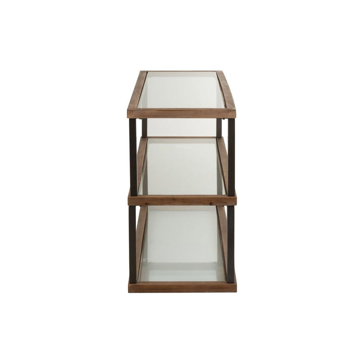 Console Verre Bois Marron 3 Niveaux - Designix