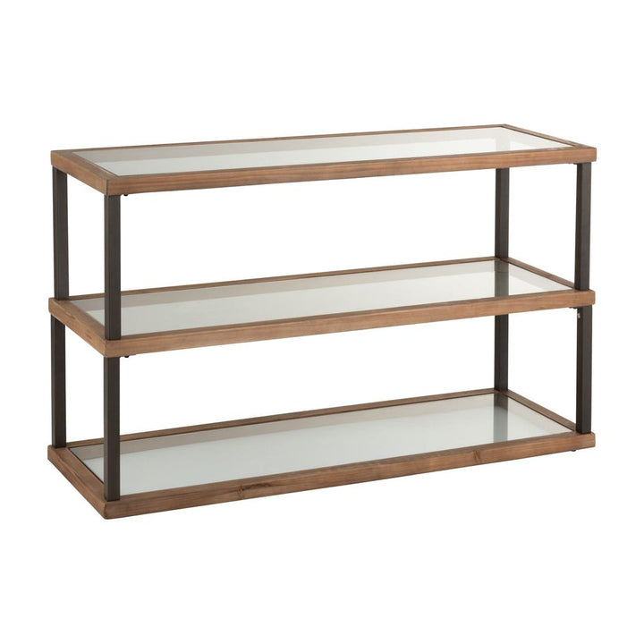 Console Verre Bois Marron 3 Niveaux - Designix