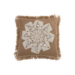 Coussin Abstrait Jute Naturel Beige
