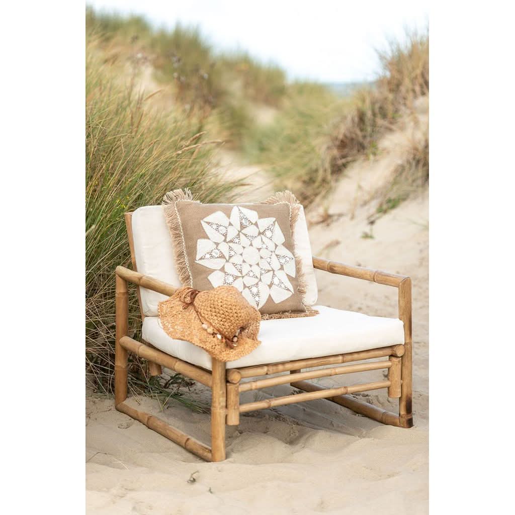 Coussin Abstrait Jute Naturel Beige