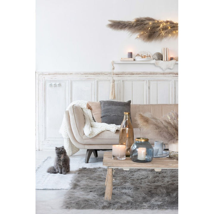 Coussin Beige Blanc Avec Pompons - Designix