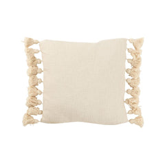 Coussin Beige Coton Carré Pompon