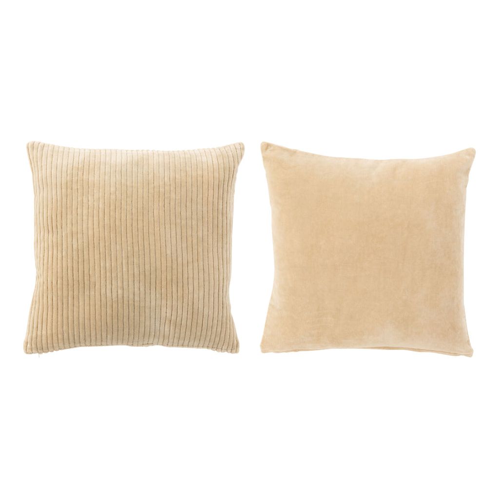 Coussin Beige Velours Coton Lot - Designix