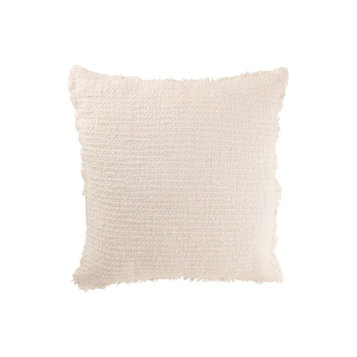 Coussin Effiloché Coton Polyester Blanc - Designix