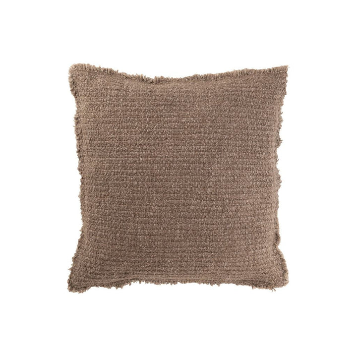 Coussin Effiloché Taupe Coton Polyester - Designix