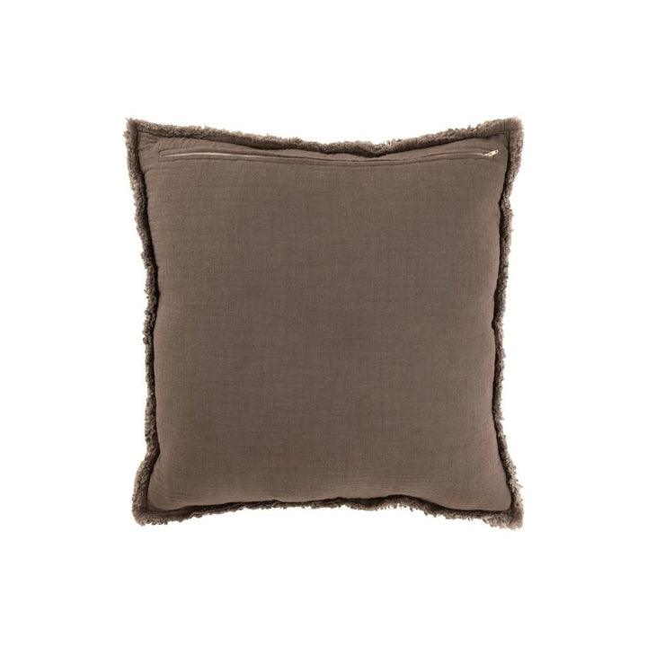 Coussin Effiloché Taupe Coton Polyester - Designix