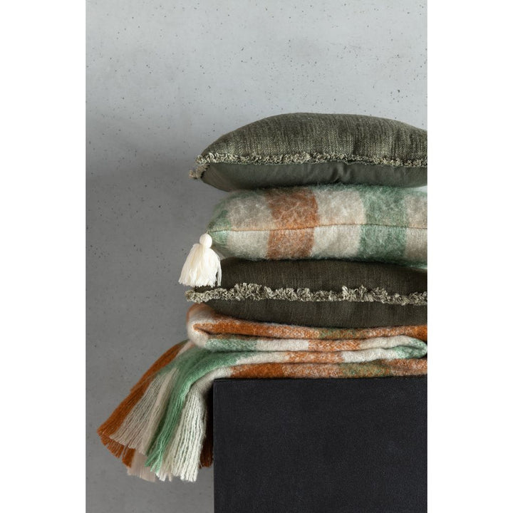 Coussin Effiloché Vert Foncé - Designix