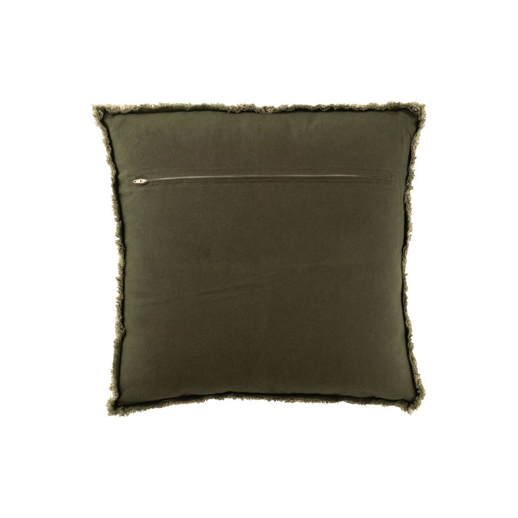 Coussin Effiloché Vert Foncé - Designix