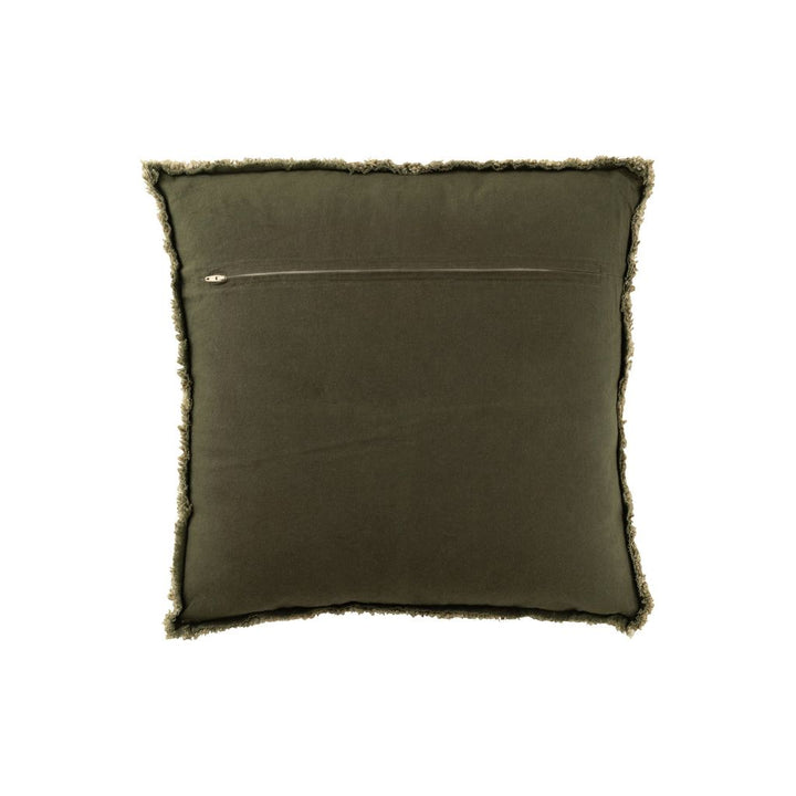 Coussin Effiloché Vert Foncé - Designix