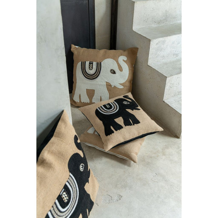Coussin Éléphant Naturel Noir Grand - Designix