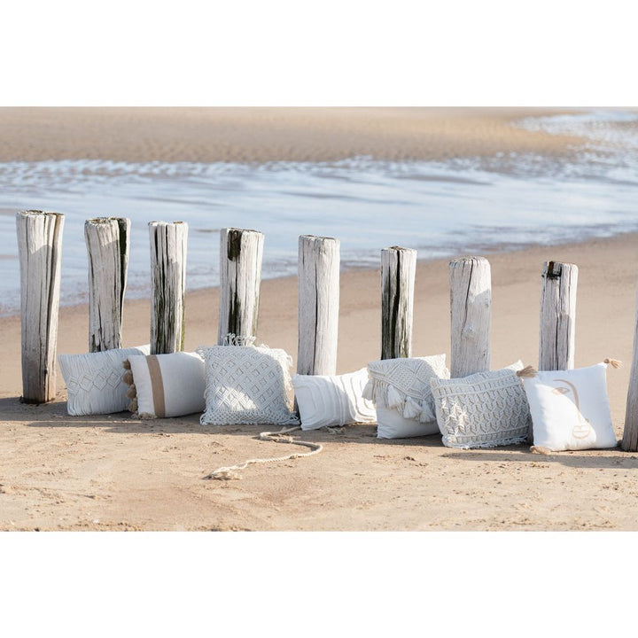 Coussin Macramé Coton Blanc Cassé - Designix