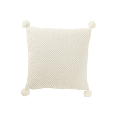 Coussin Polyester Blanc Avec Pompons