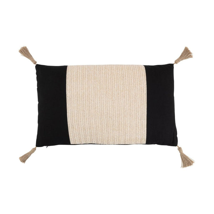 Coussin Polyester Tissé Noir Rectangulaire - Designix