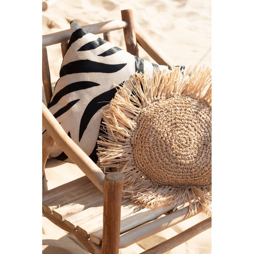 Coussin Raphia Naturel Rond